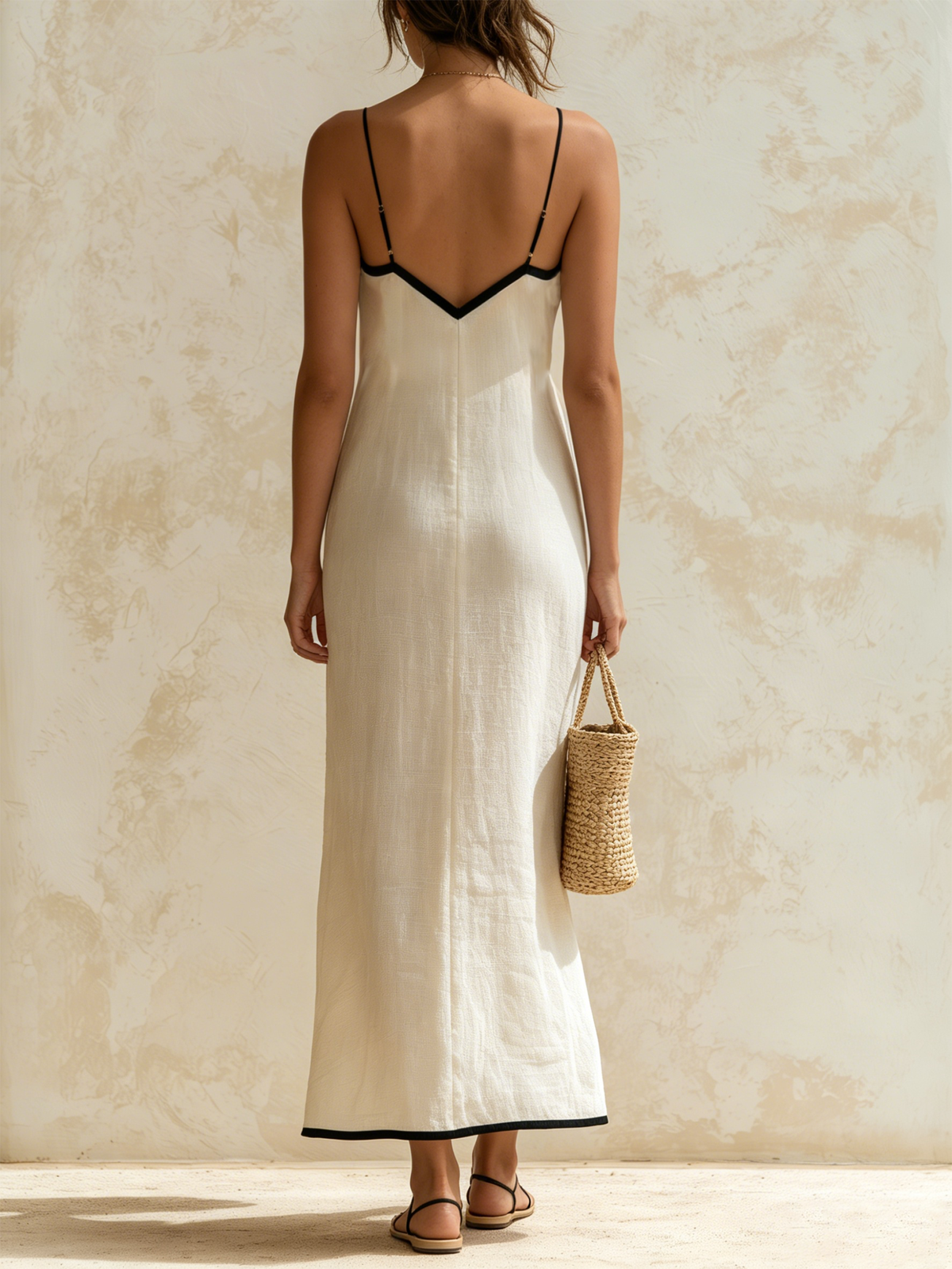 Marisa | Abito Lungo Chevron con Contrasto