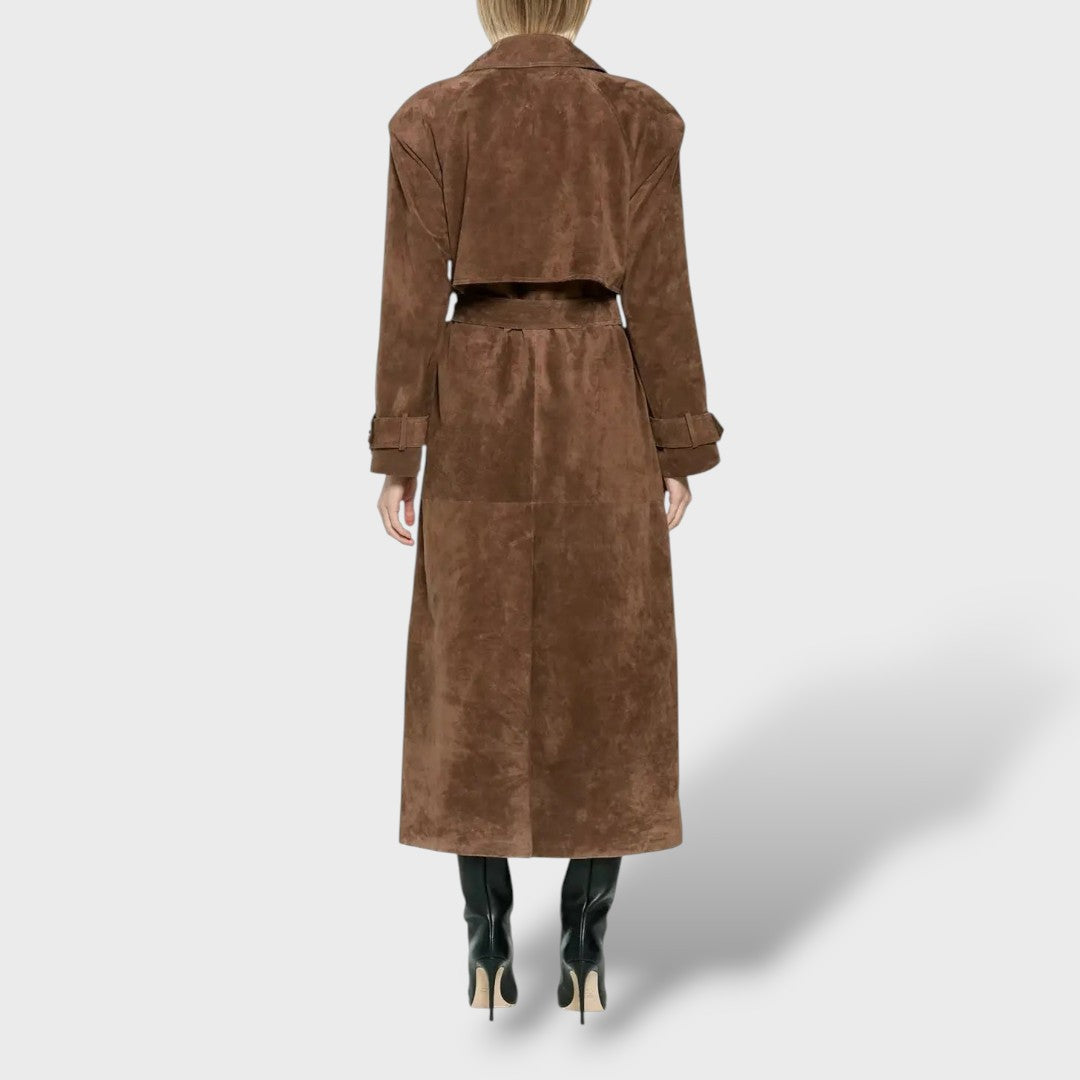 Trench Coat Classico Scamosciato per Donna