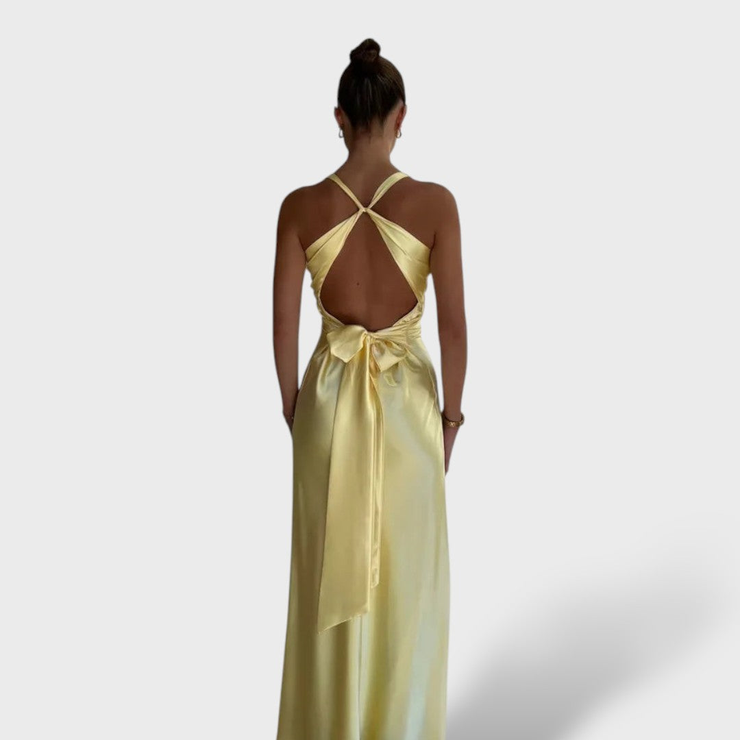 Vestito maxi elegante da festa senza maniche