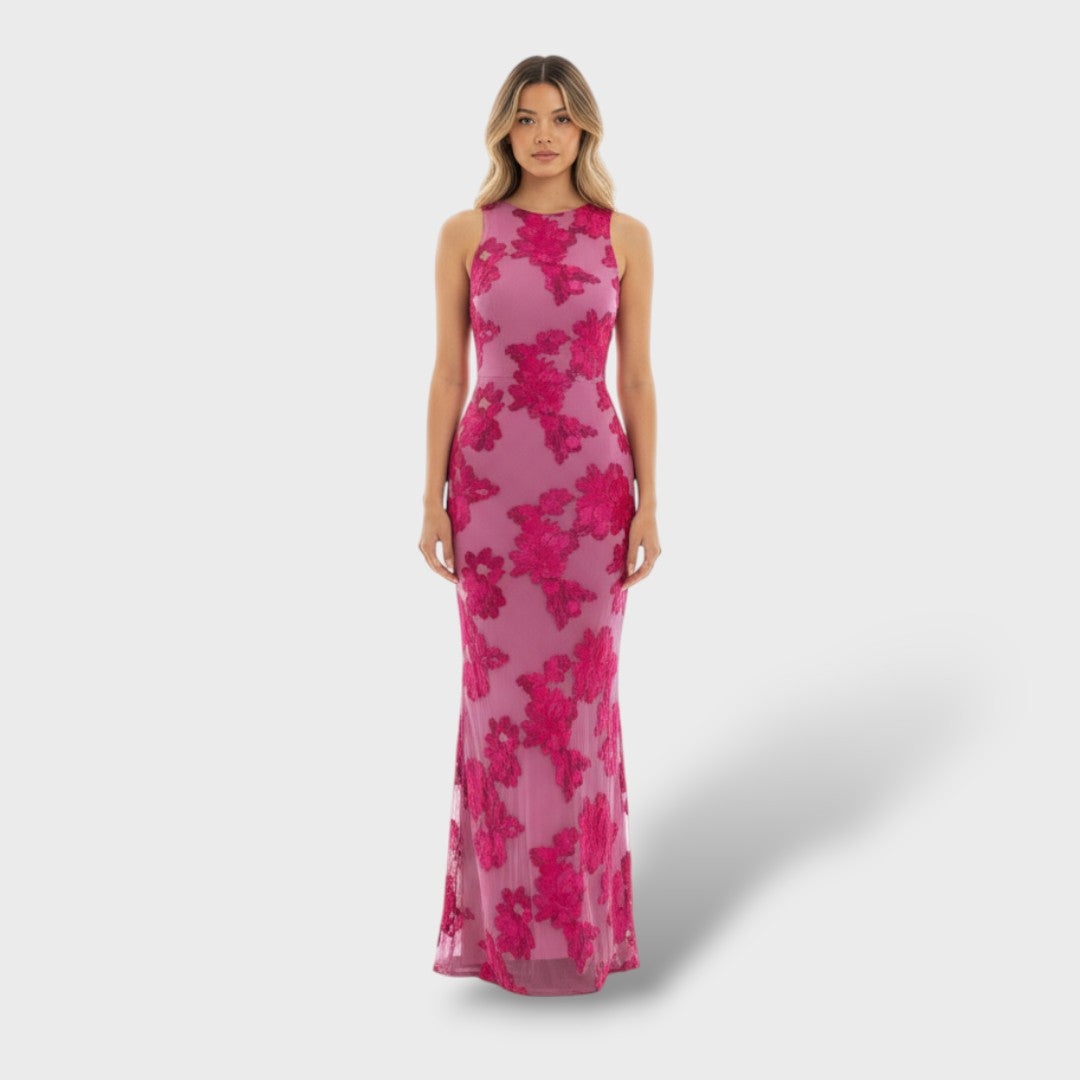 Vestito maxi ricamato floreale
