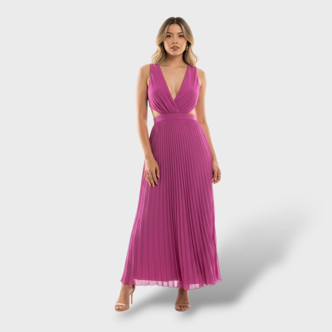 Vestito maxi plissettato donna elegante