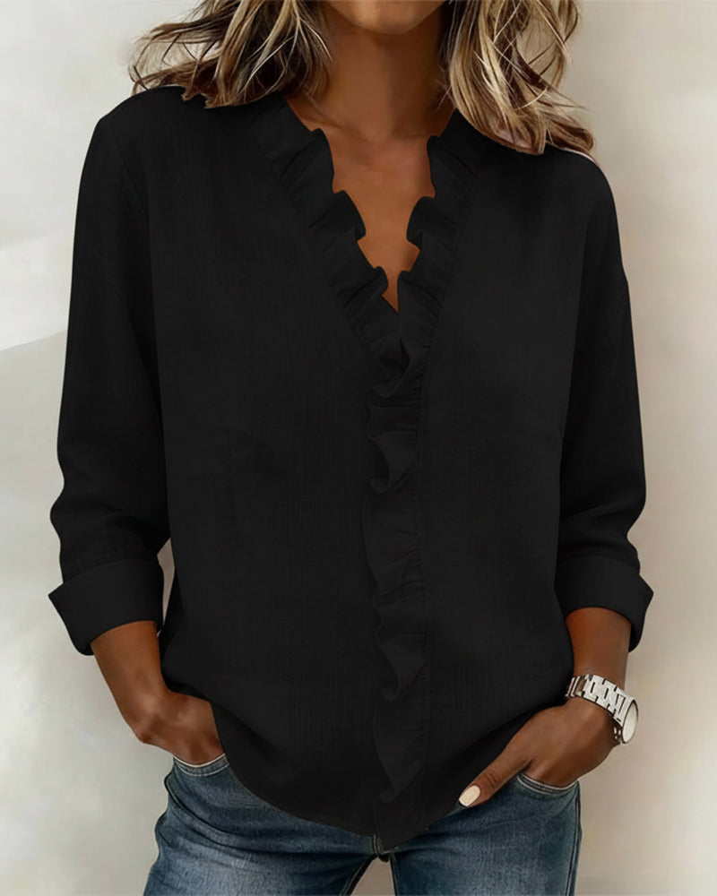 Beatriz - Blusa Arricciata con Scollo a V