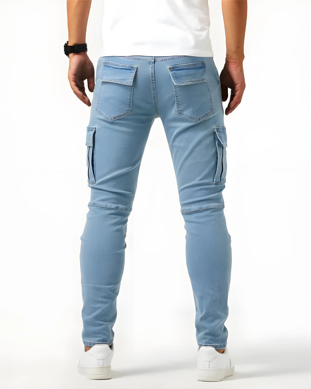 Pantalone Cargo Blu Navy Elastico