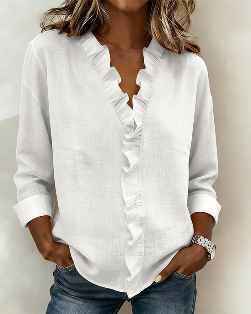 Beatriz - Blusa Arricciata con Scollo a V