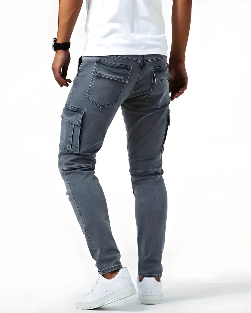 Pantalone Cargo Blu Navy Elastico
