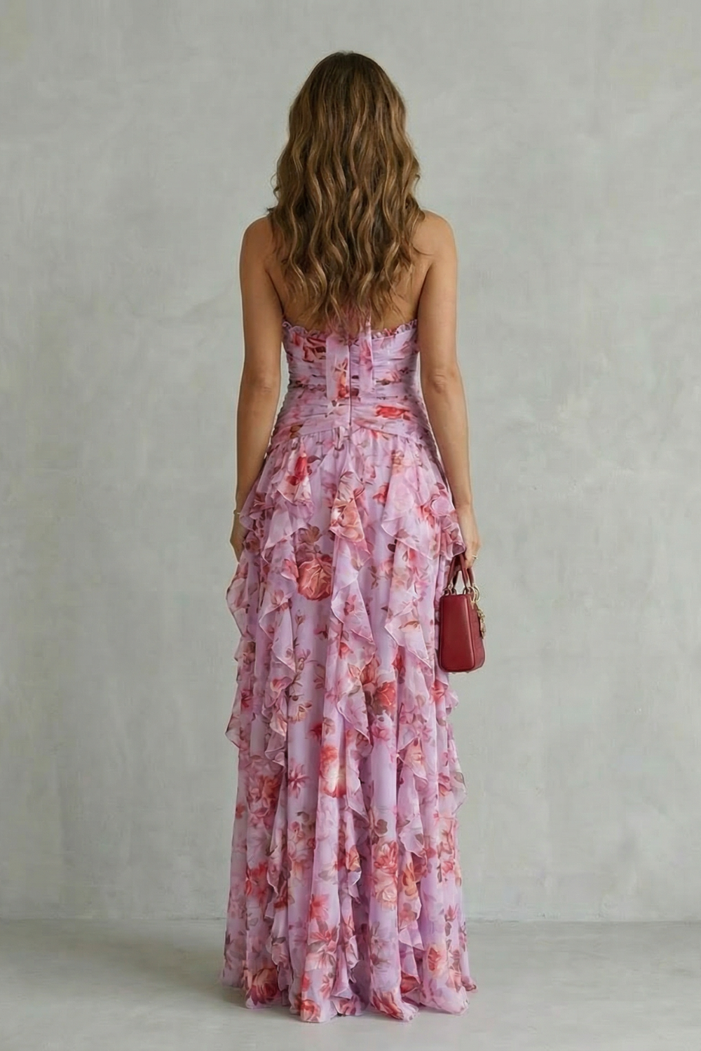 Belladina | Romantica cascata di rose - Abito lungo con collo halter