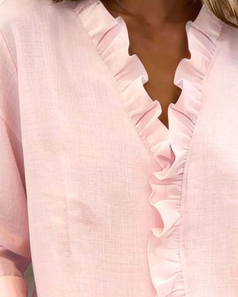Beatriz - Blusa Arricciata con Scollo a V