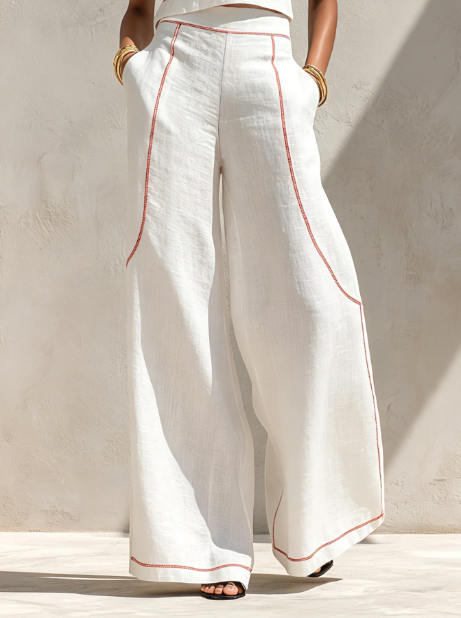 Clara | Completo bianco con top senza maniche e pantaloni a gamba larga