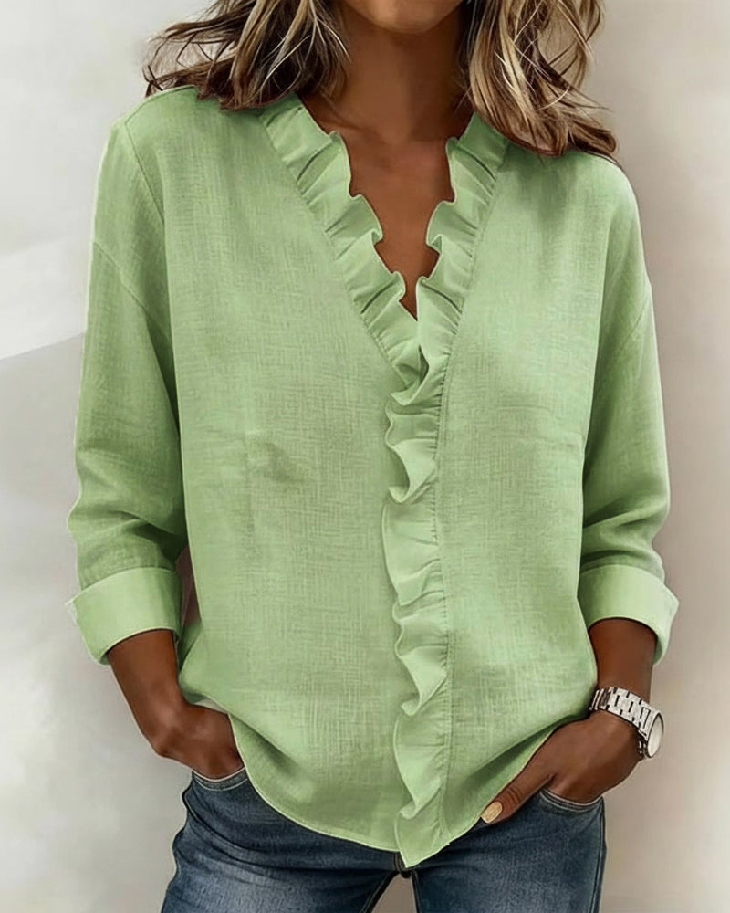 Beatriz - Blusa Arricciata con Scollo a V