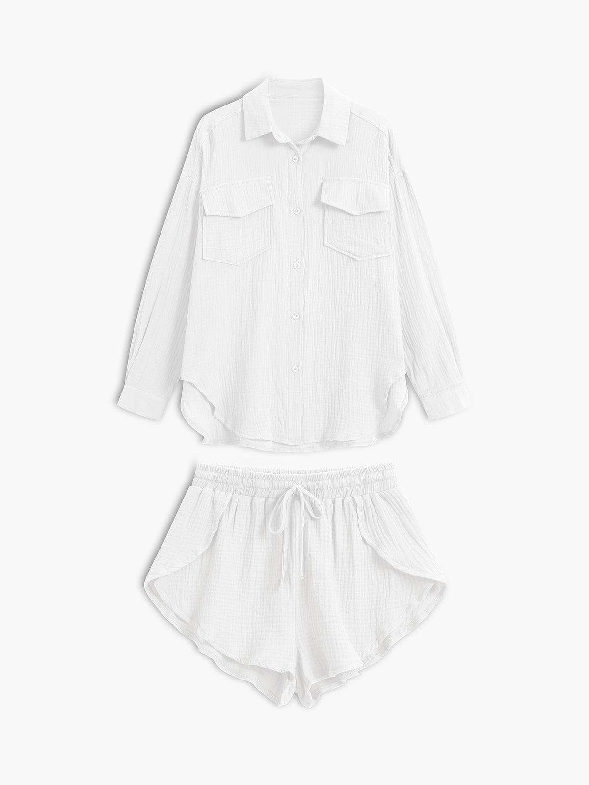 Completo minimalista due pezzi con collo e pantaloncini