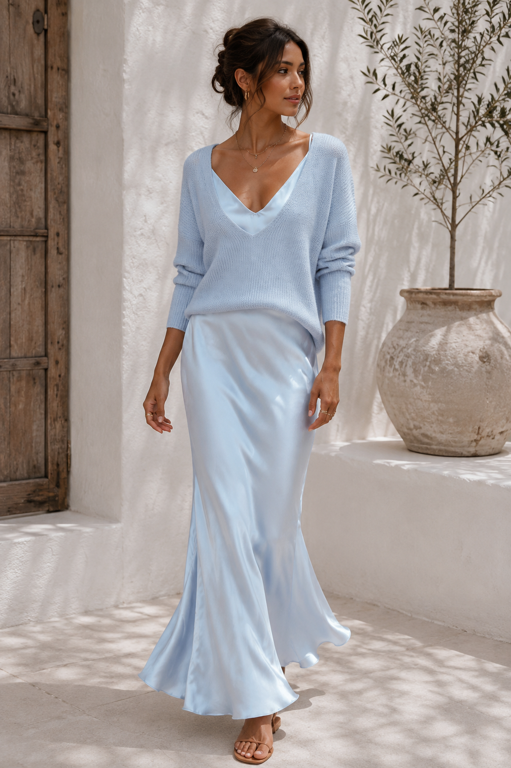 Alma | Abito in Raso Elegante con Maglia