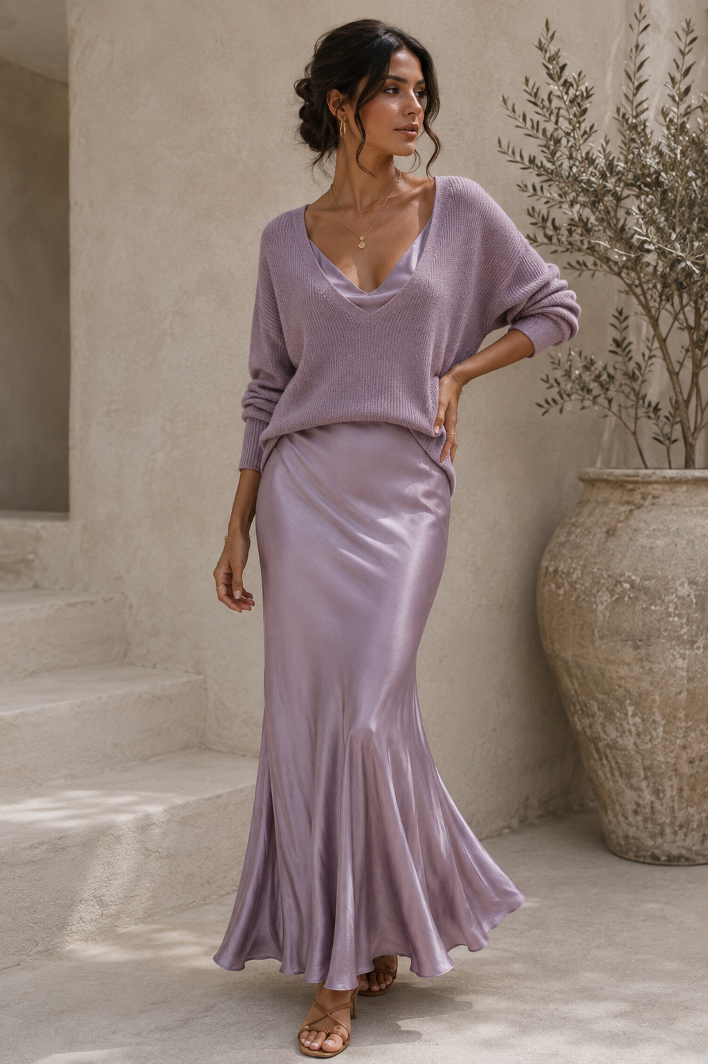 Alma | Abito in Raso Elegante con Maglia