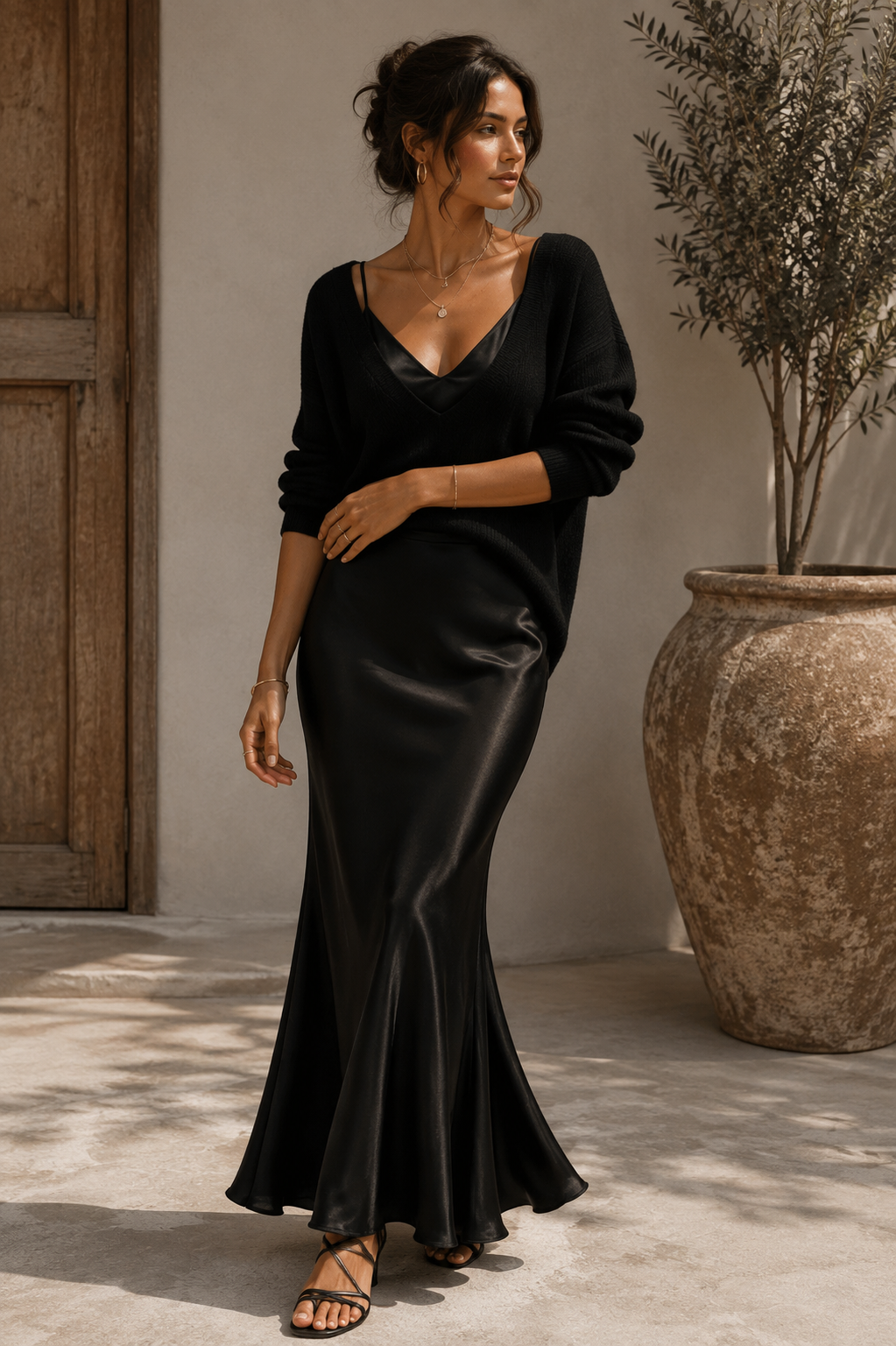 Alma | Abito in Raso Elegante con Maglia