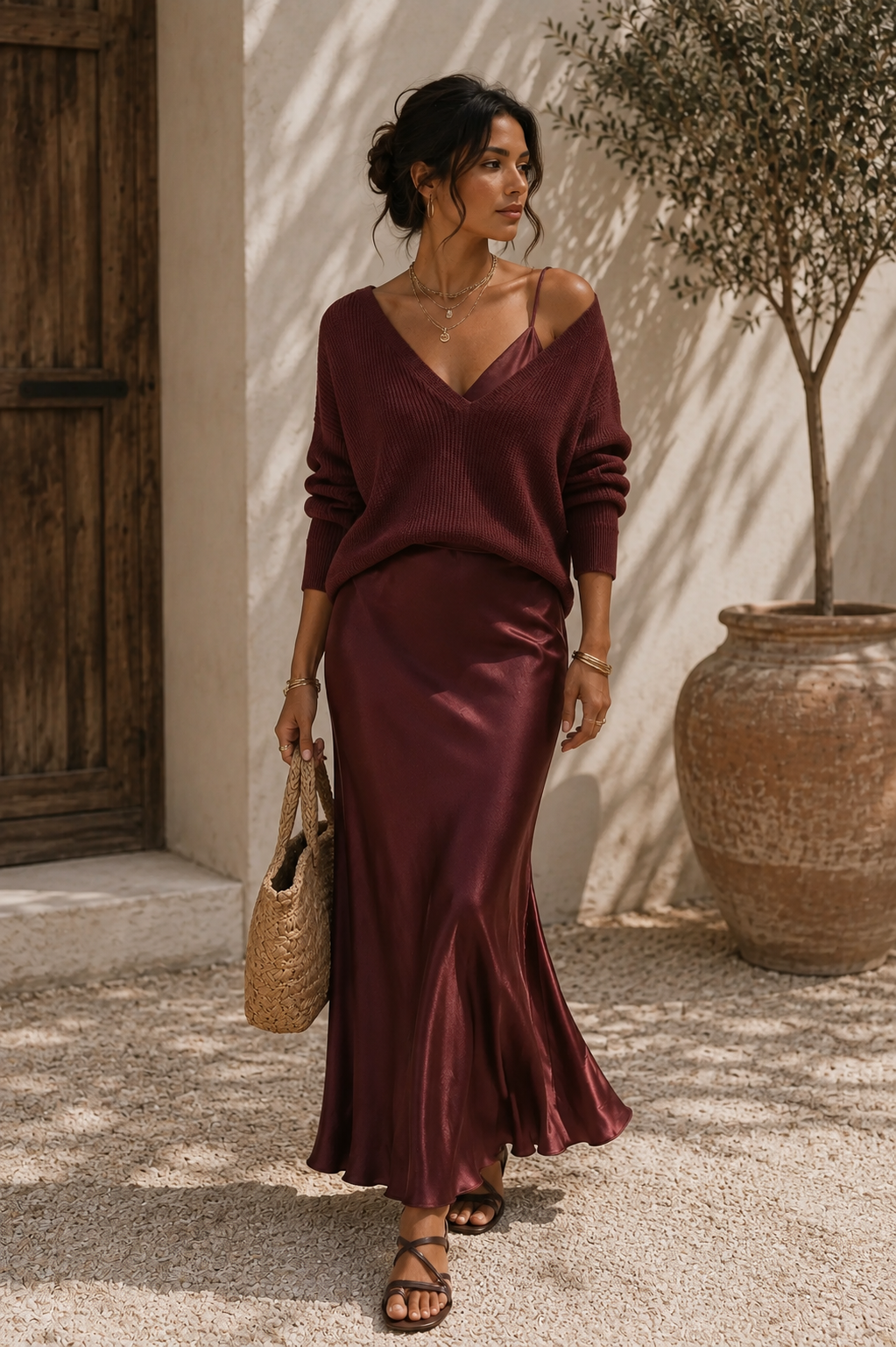 Alma | Abito in Raso Elegante con Maglia