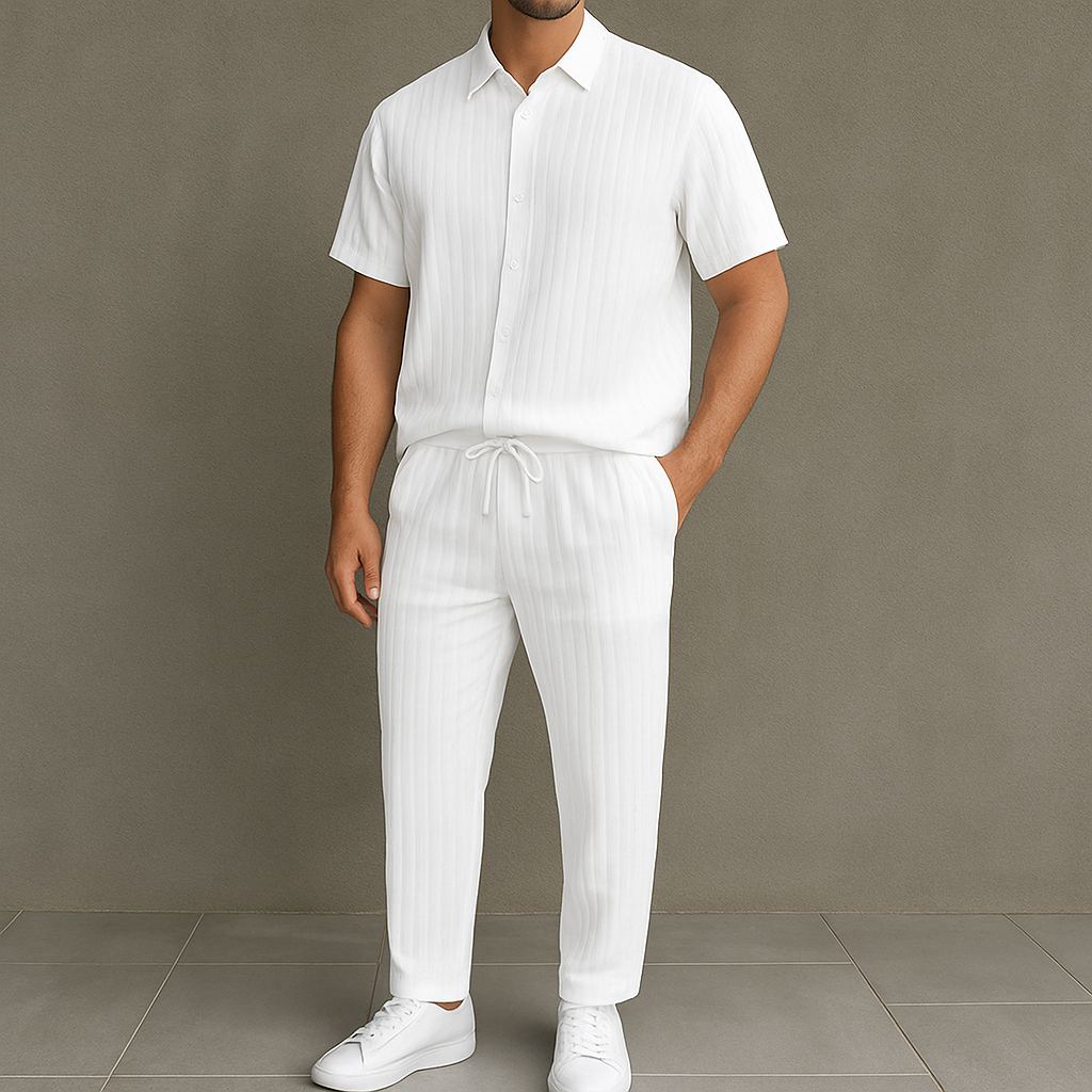 Completo Camicia con Bottoni e Pantaloni per Uomo