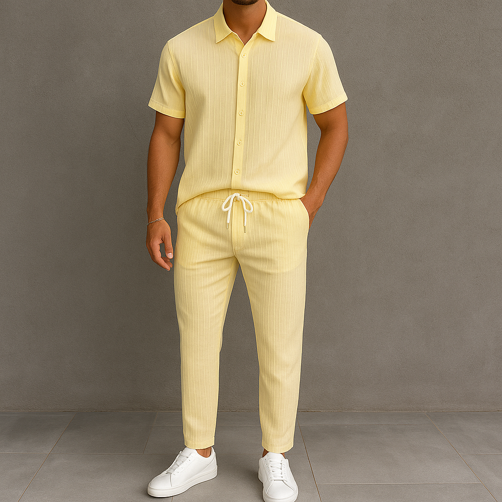 Completo Camicia con Bottoni e Pantaloni per Uomo