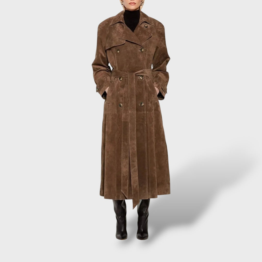 Trench Coat Classico Scamosciato per Donna