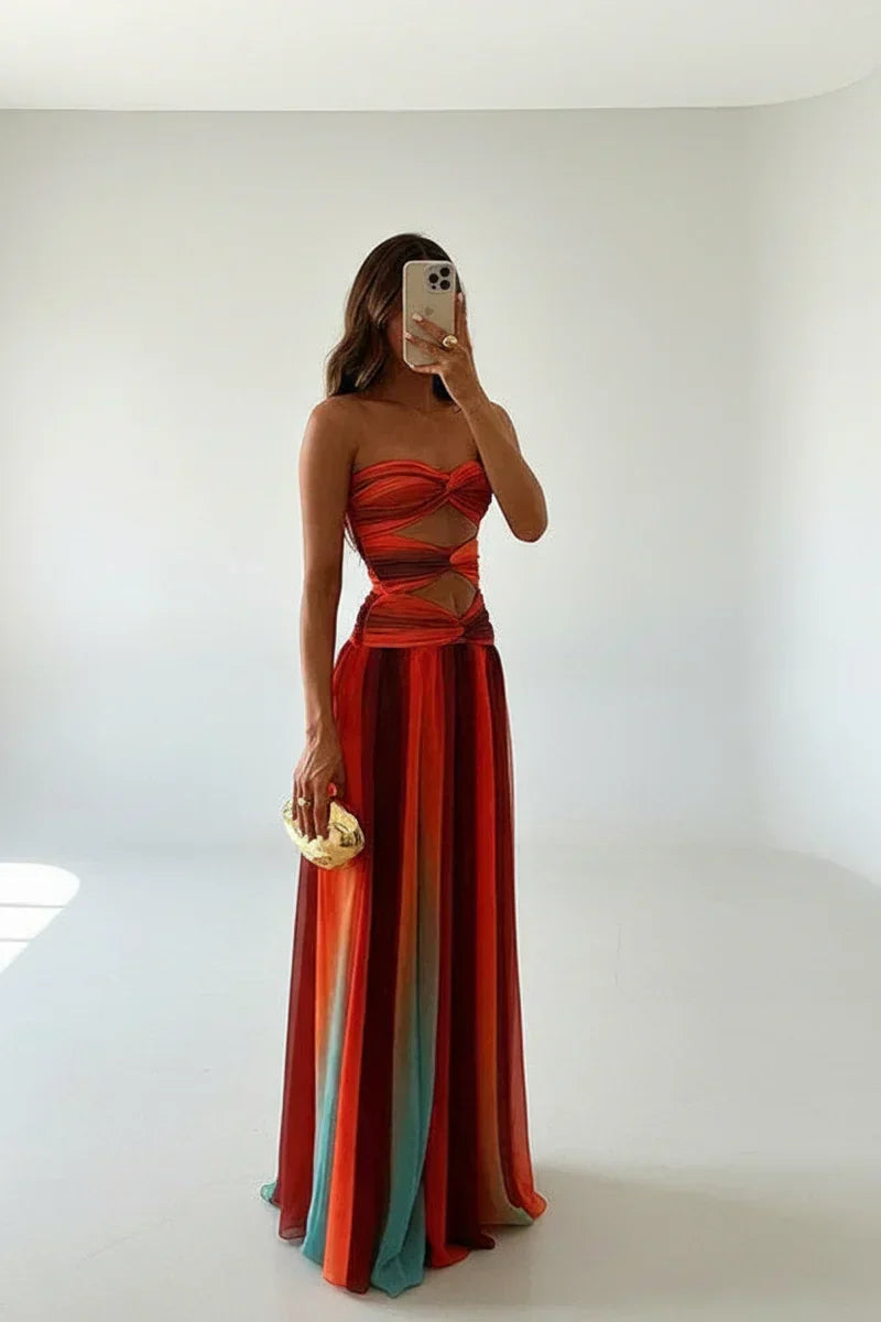 Vestito Maxi Elegante Traforato Donna