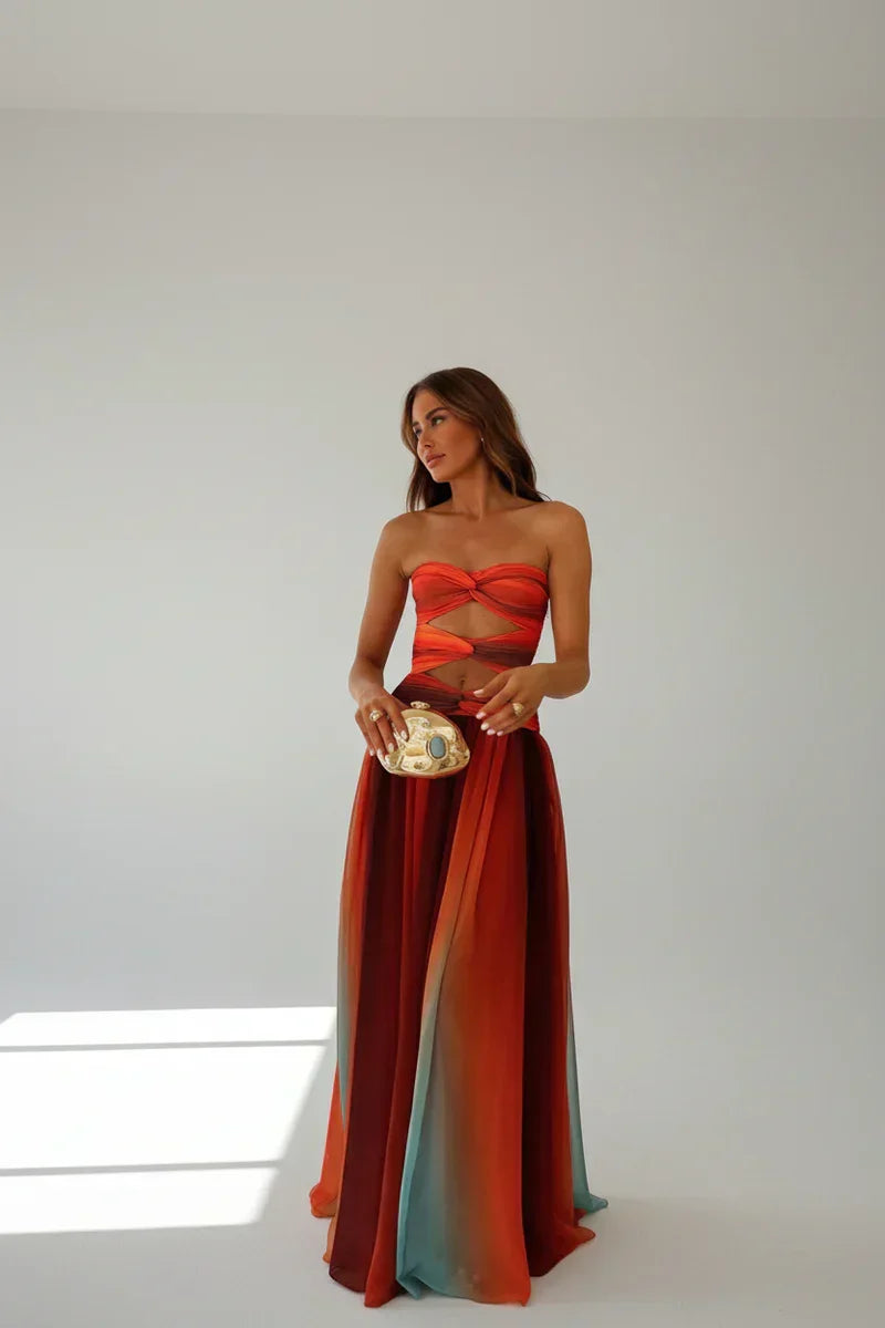 Vestito Maxi Elegante Traforato Donna