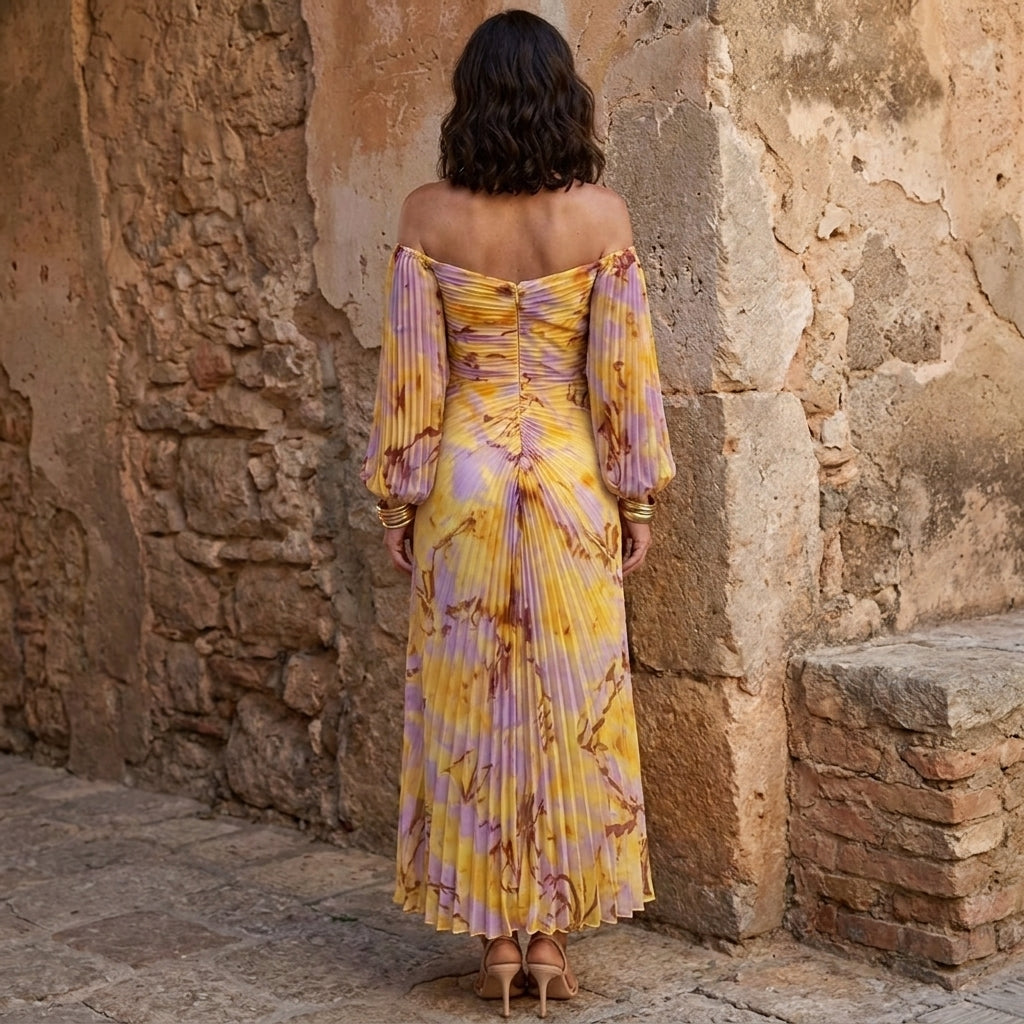 Gregoria™ | Abito Lungo Floreale con Scollo Profondo