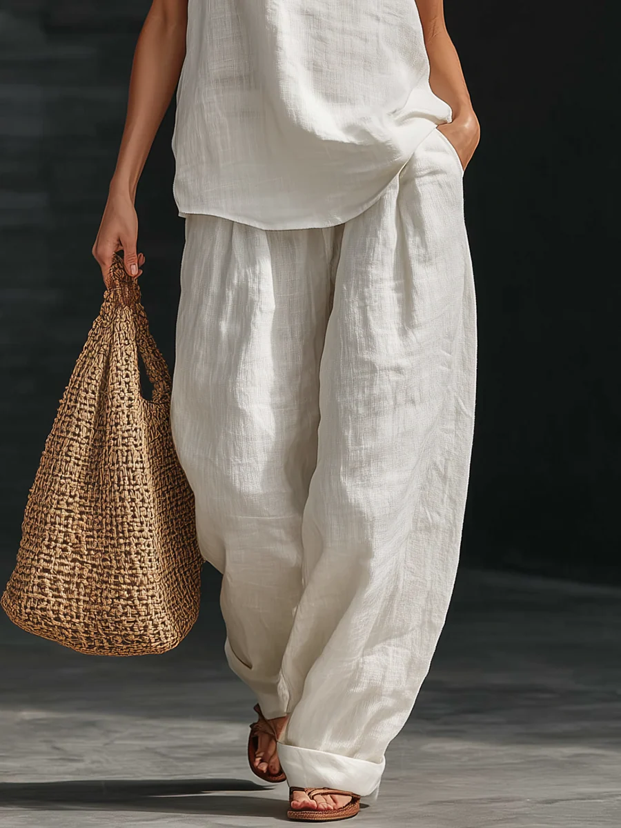 Carlotta | Completo elegante senza maniche con pantalone ampio