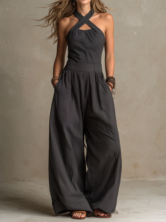 Tuta boho, con collo incrociato