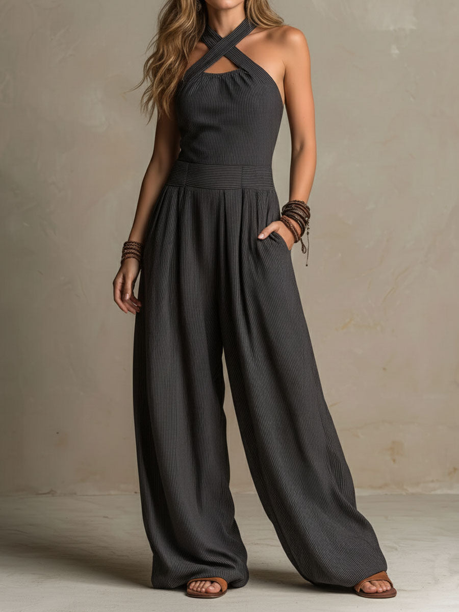 Tuta boho, con collo incrociato