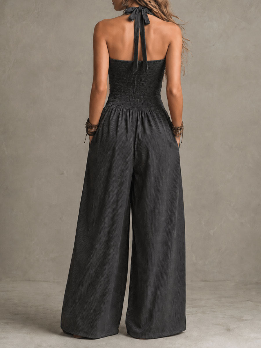 Tuta boho, con collo incrociato