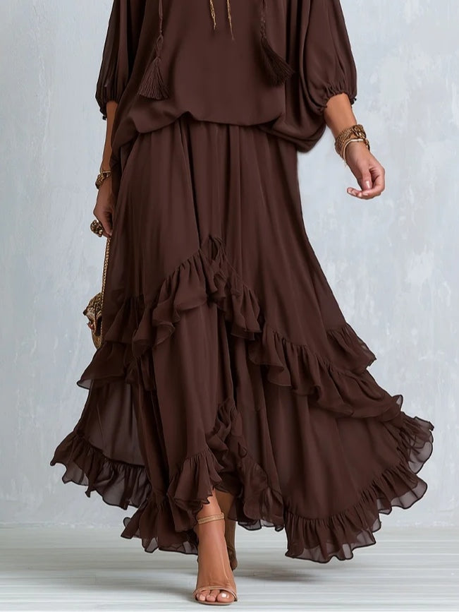 REAL | Blusa esclusiva in chiffon e gonna con volant