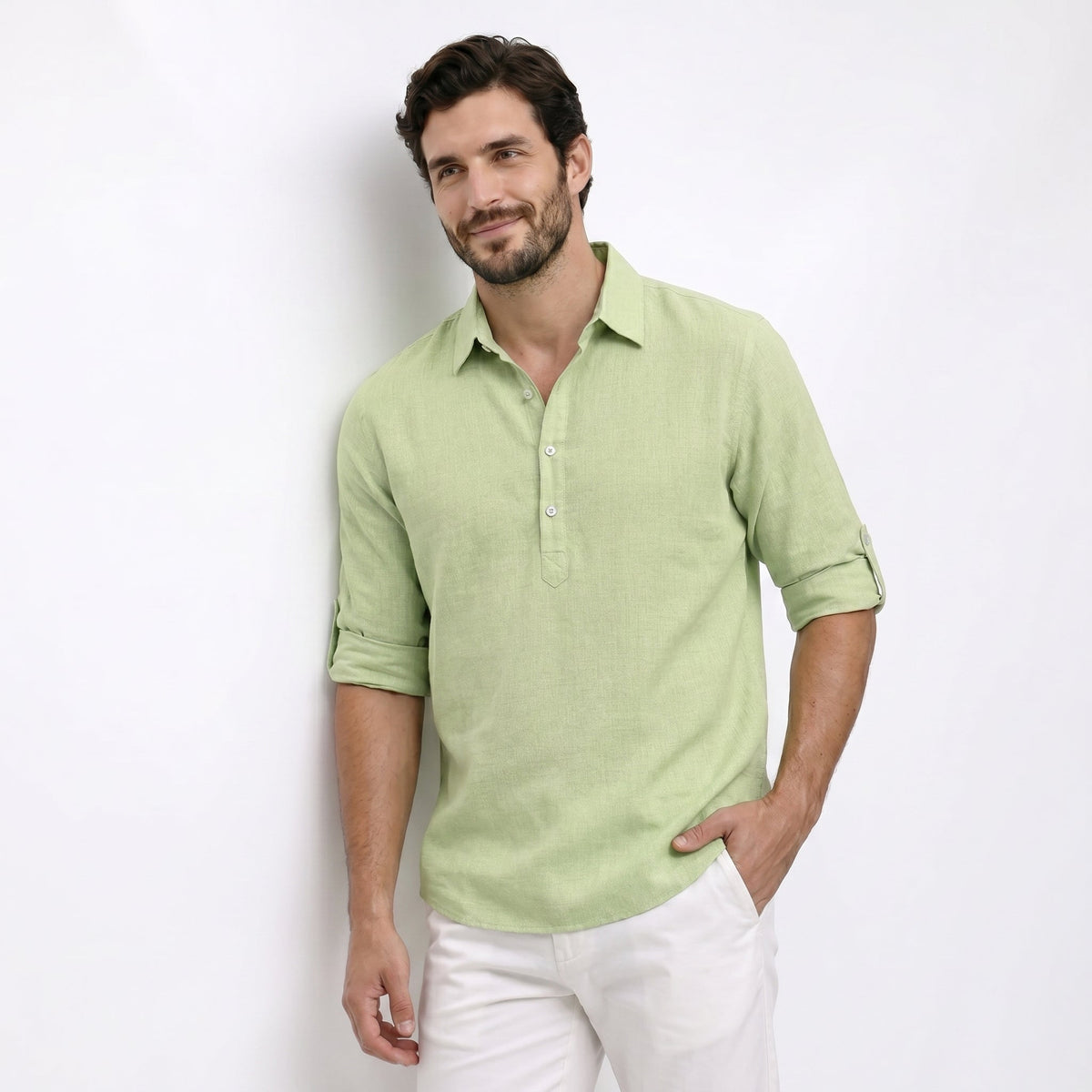 Archie | Camicia classica in misto cotone-lino senza tempo
