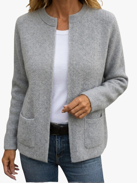 REAL | Cardigan con Zip in Maglia Calda e Tasche