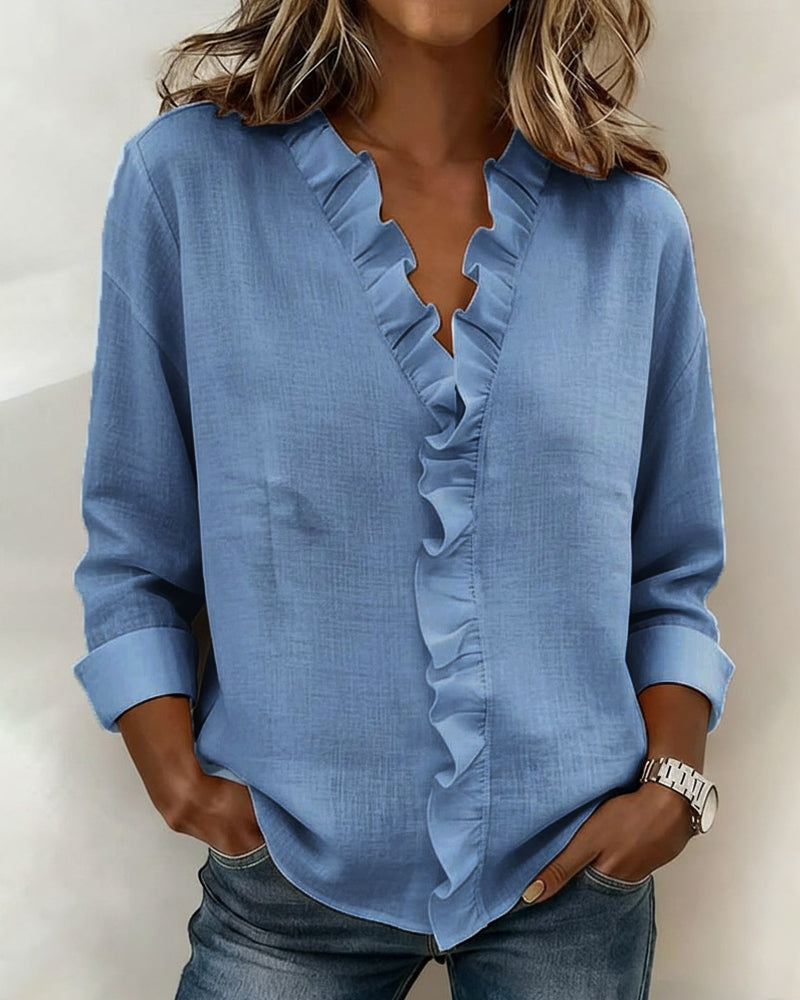 Beatriz - Blusa Arricciata con Scollo a V