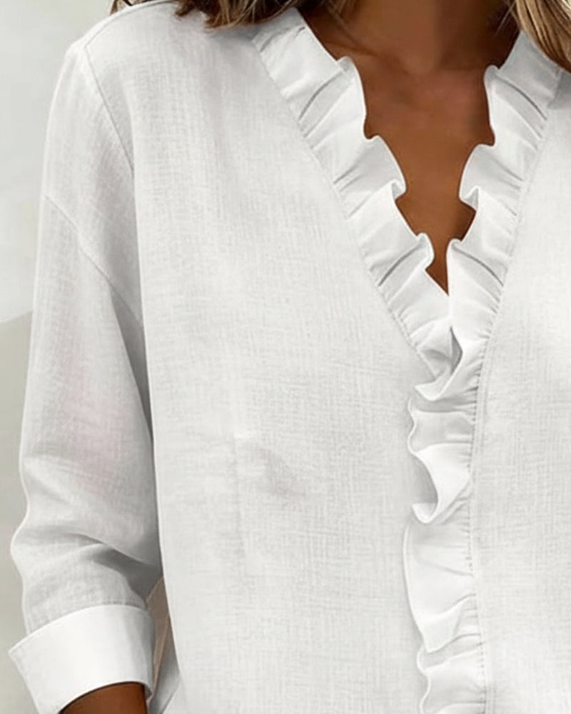 Beatriz - Blusa Arricciata con Scollo a V