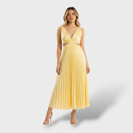 Vestito maxi plissettato donna elegante