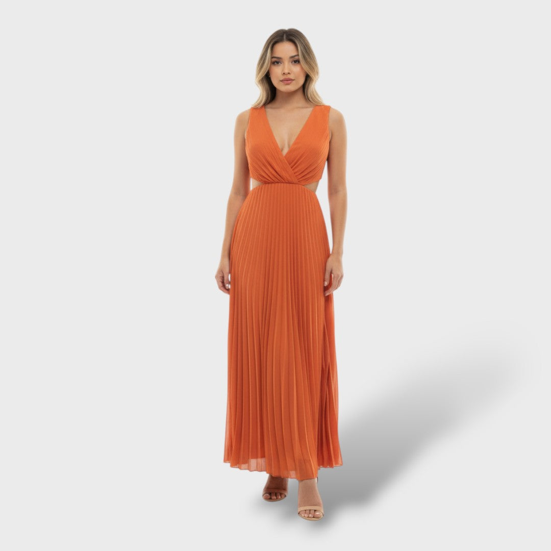 Vestito maxi plissettato donna elegante