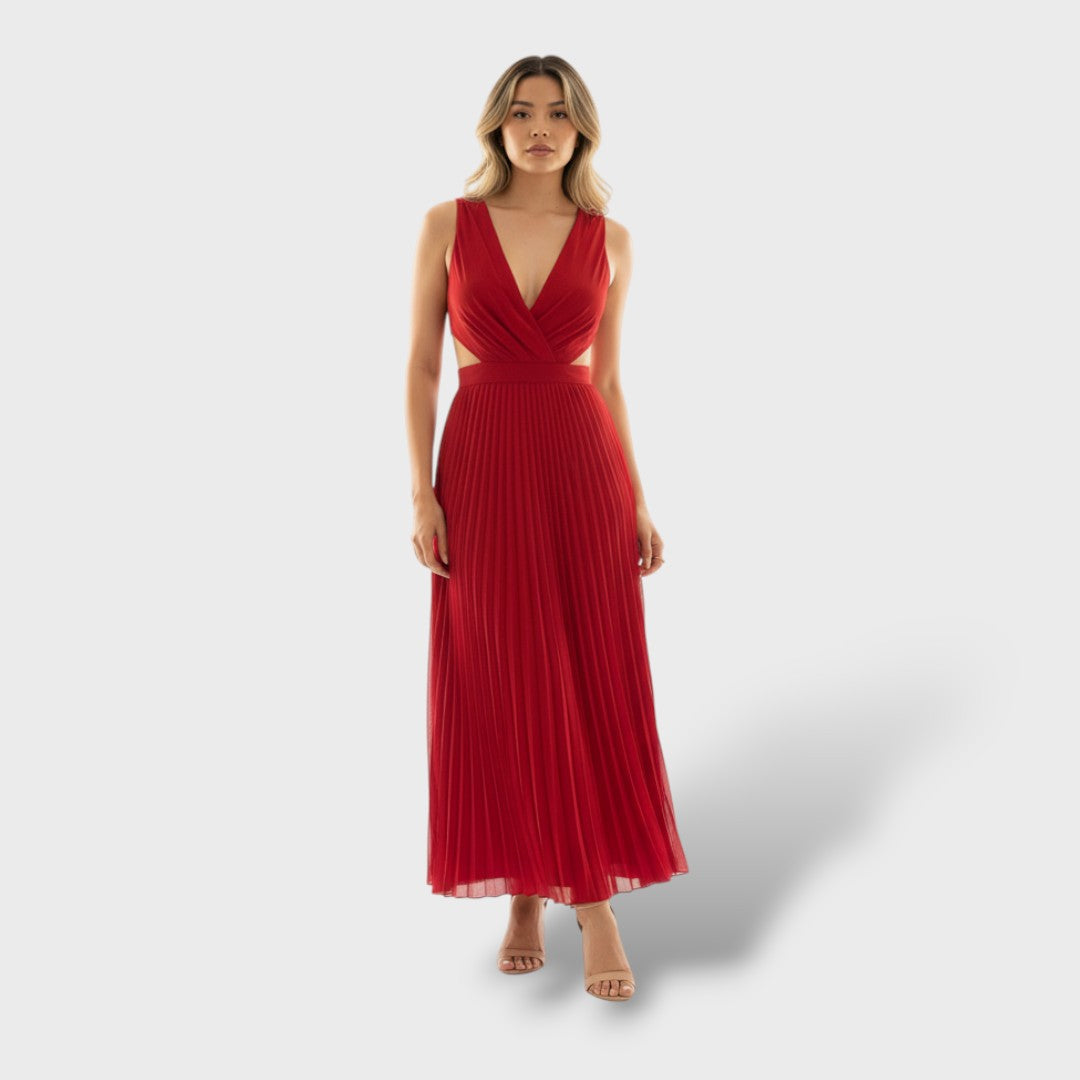 Vestito maxi plissettato donna elegante