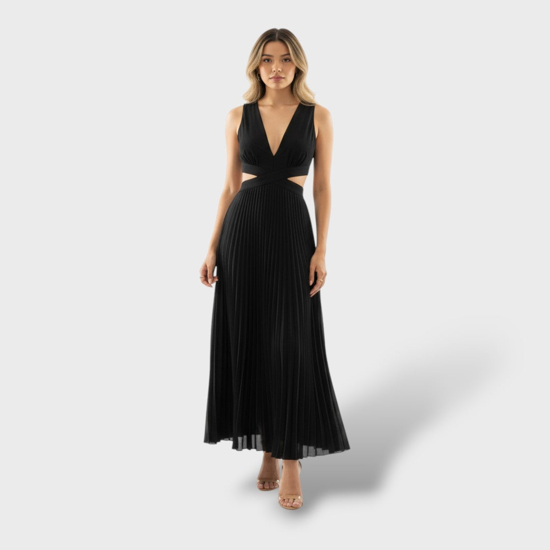 Vestito maxi plissettato donna elegante