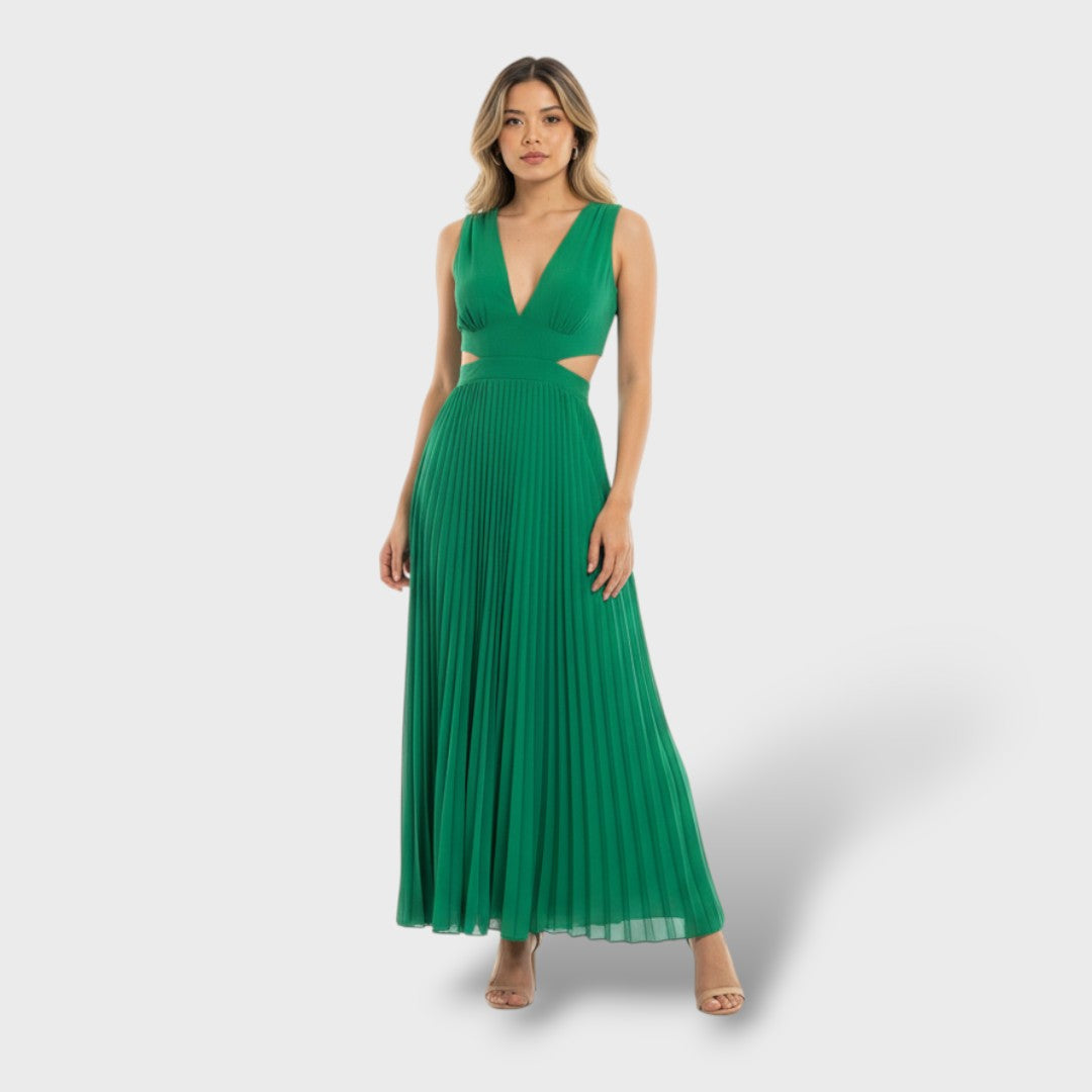 Vestito maxi plissettato donna elegante