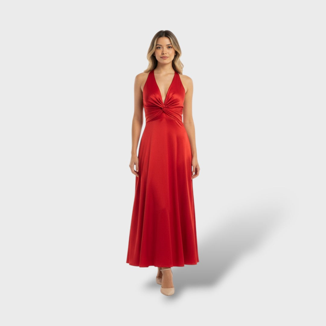 Vestito maxi elegante da festa senza maniche
