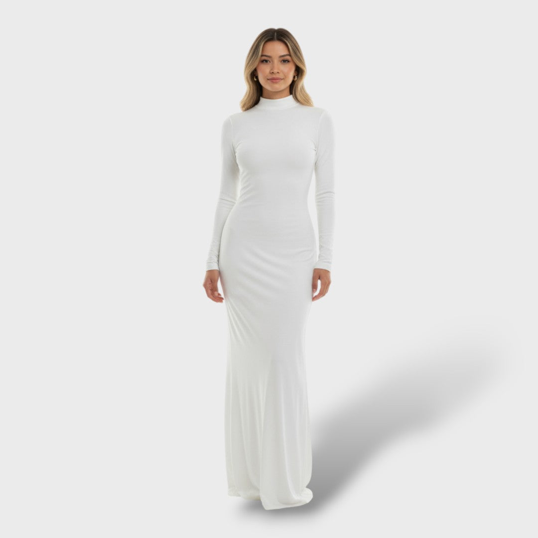 Vestito maxi con collo alto donna