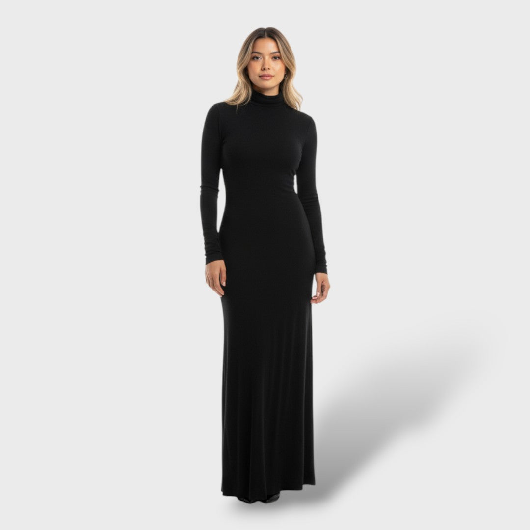 Vestito maxi con collo alto donna