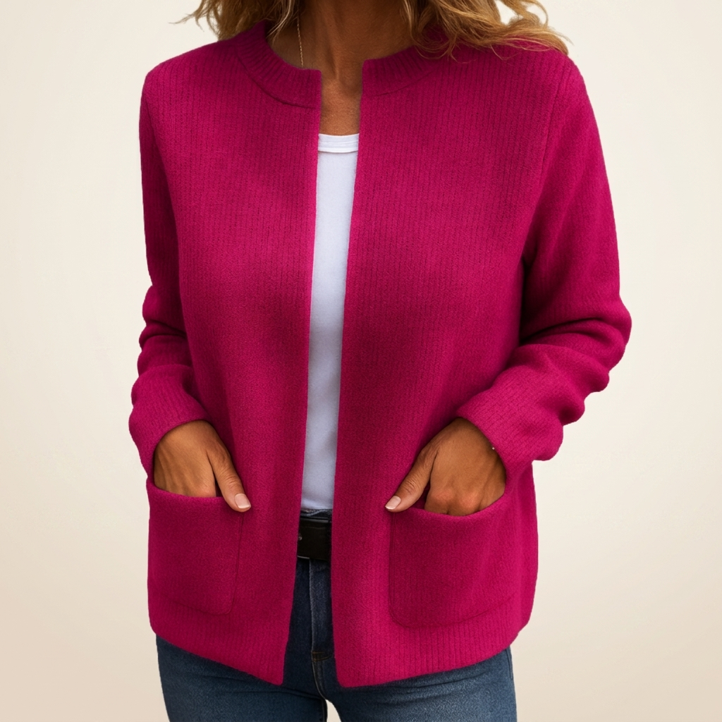 REAL | Cardigan con Zip in Maglia Calda e Tasche