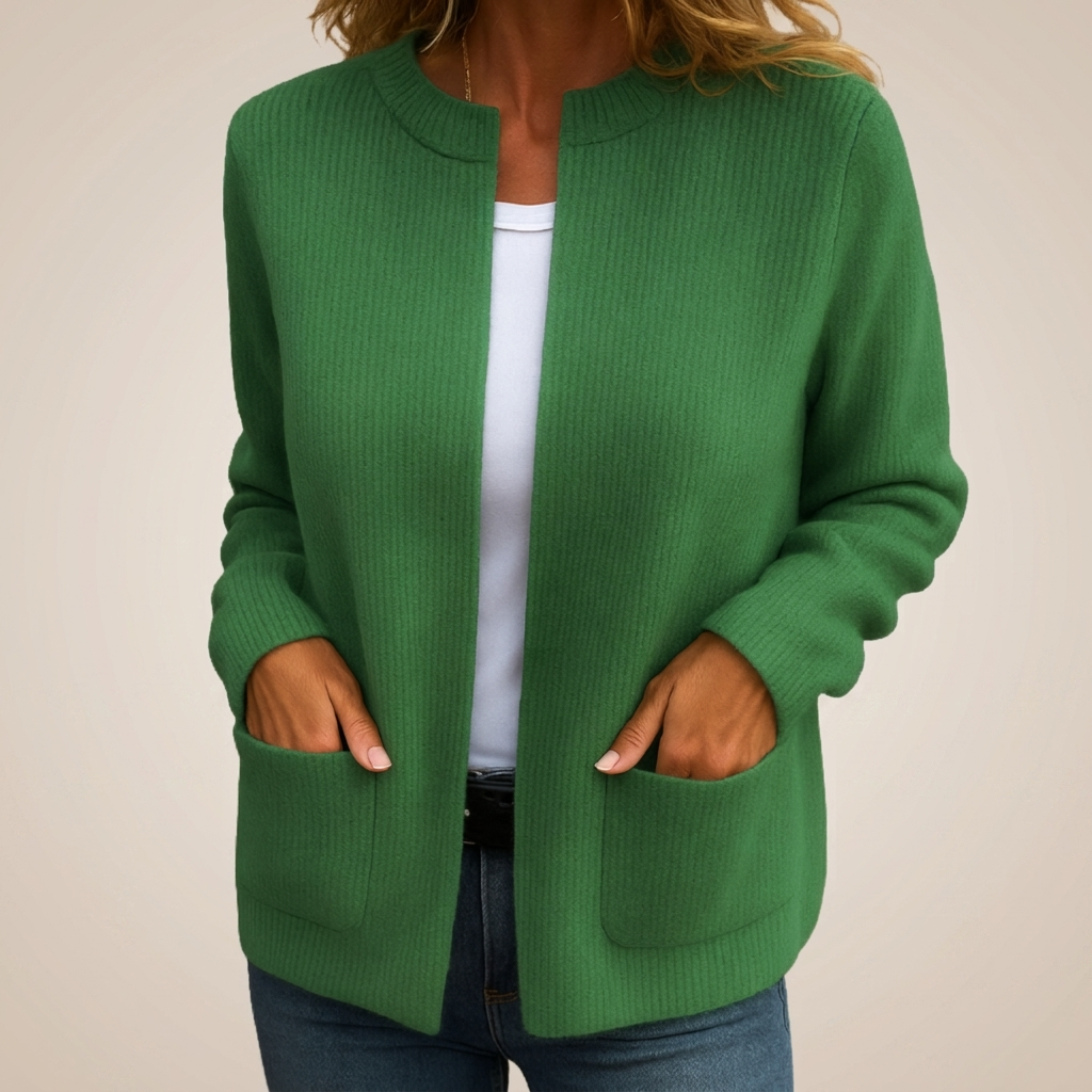 REAL | Cardigan con Zip in Maglia Calda e Tasche