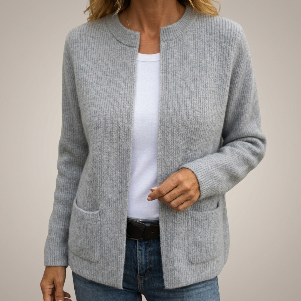 REAL | Cardigan con Zip in Maglia Calda e Tasche