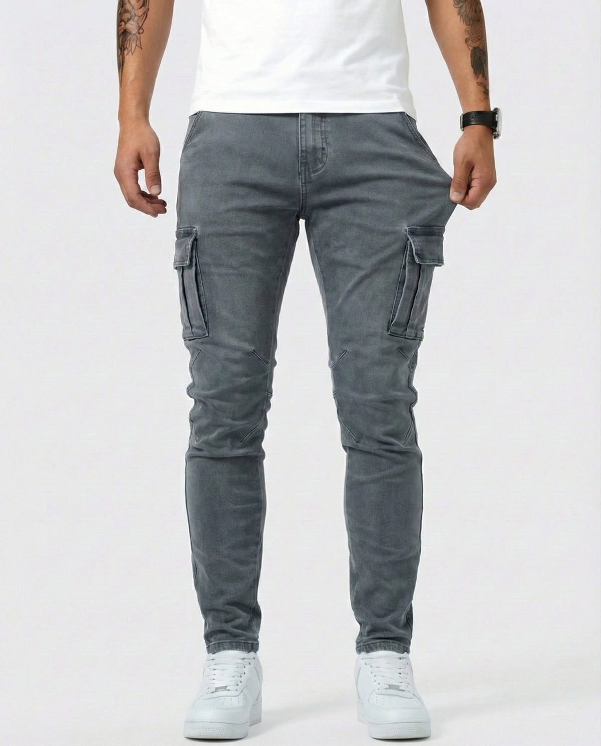 Pantalone Cargo Blu Navy Elastico