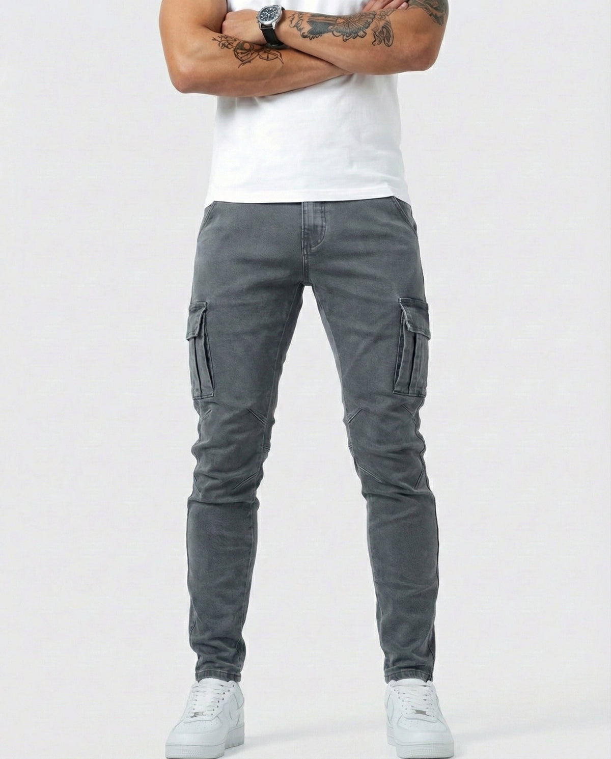 Pantalone Cargo Blu Navy Elastico