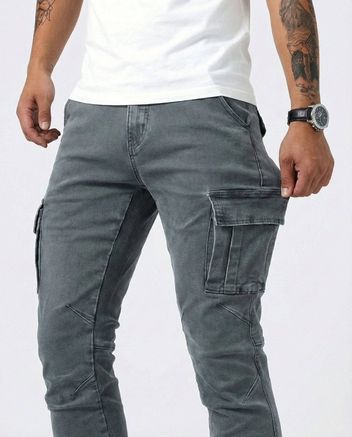 Pantalone Cargo Blu Navy Elastico