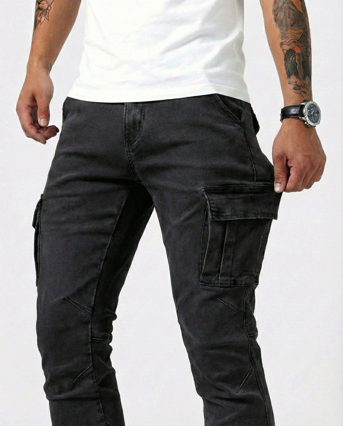 Pantalone Cargo Blu Navy Elastico