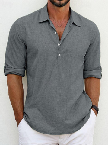 Archie | Camicia classica in misto cotone-lino senza tempo