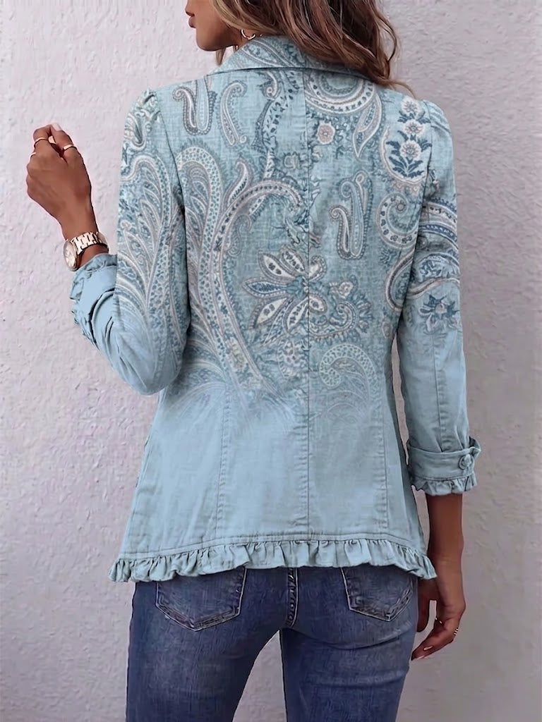 Emilia | Giacca vintage con stampa cachemire e rouches